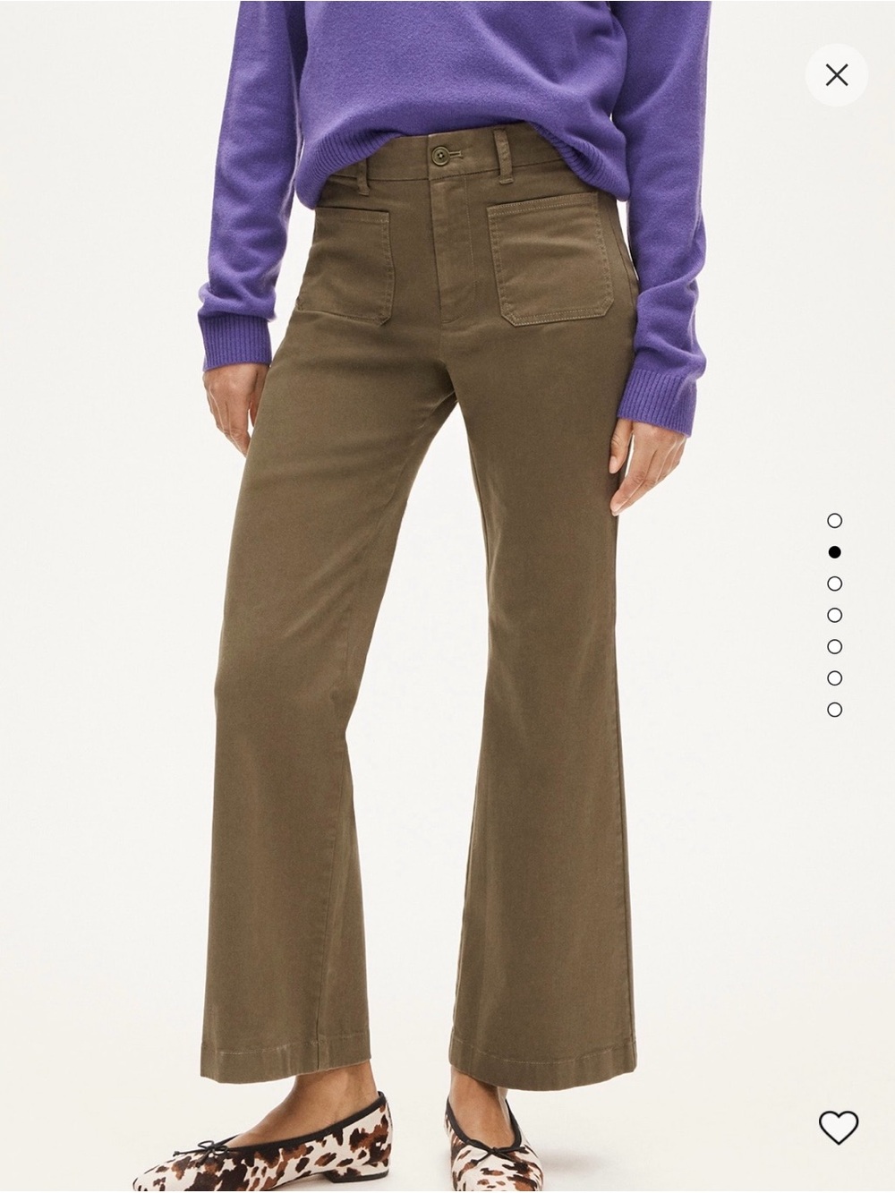 JCrew Charlie kick out frosty olive pants, size 32P